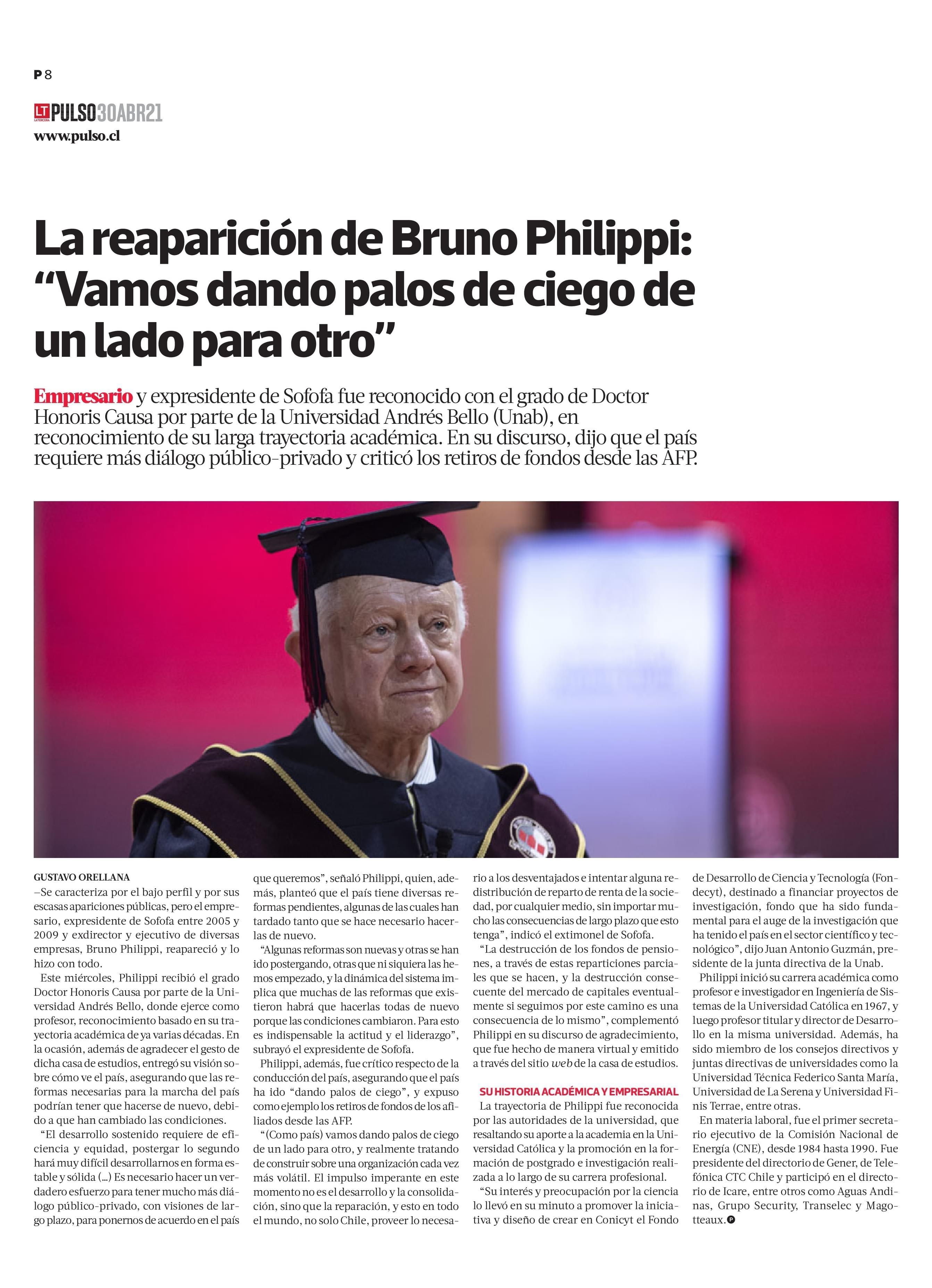 Pulso | La reaparición de Bruno Philippi: “Vamos dando palos de ciego de un  lado para otro”