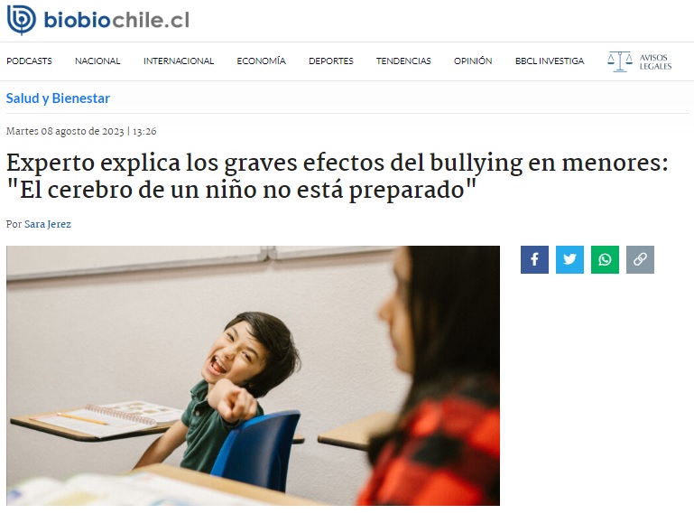 Efectos del bullying en menores.