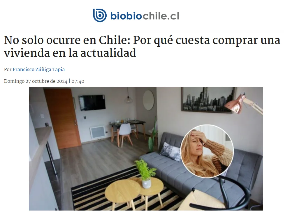 El Dr. Felipe Oelckers comenta en Biobío Chile las dificultades económicas que enfrentan los jóvenes para comprar una vivienda. Biobío Chile, 27 de octubre de 2024.