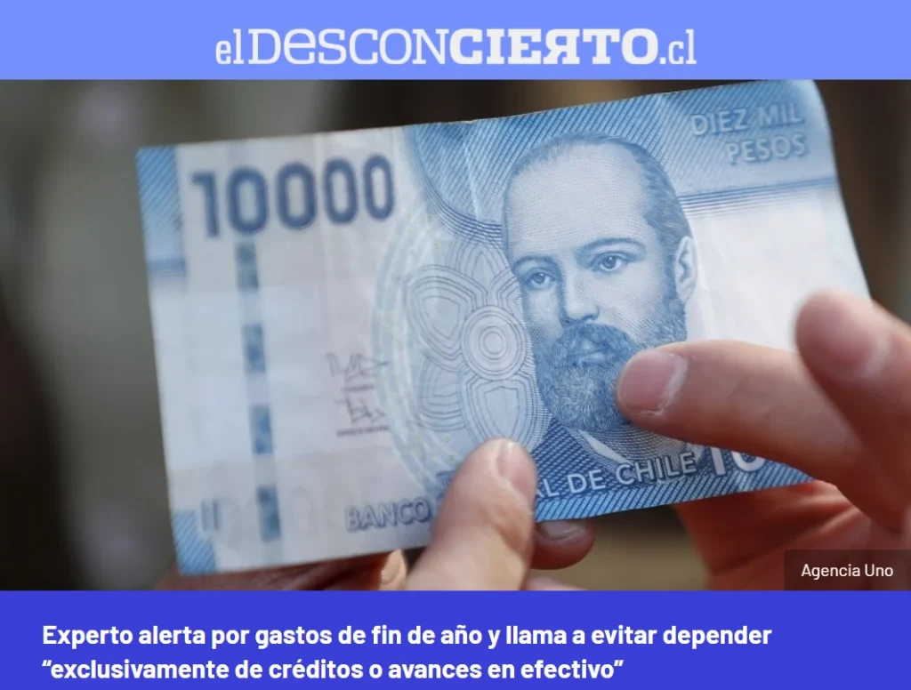 Rafel de la Horra, académico UNAB, alerta sobre los gastos de fin de año y llama a no depender de créditos y avances. El Desconcierto, 16 de diciembre de 2024.