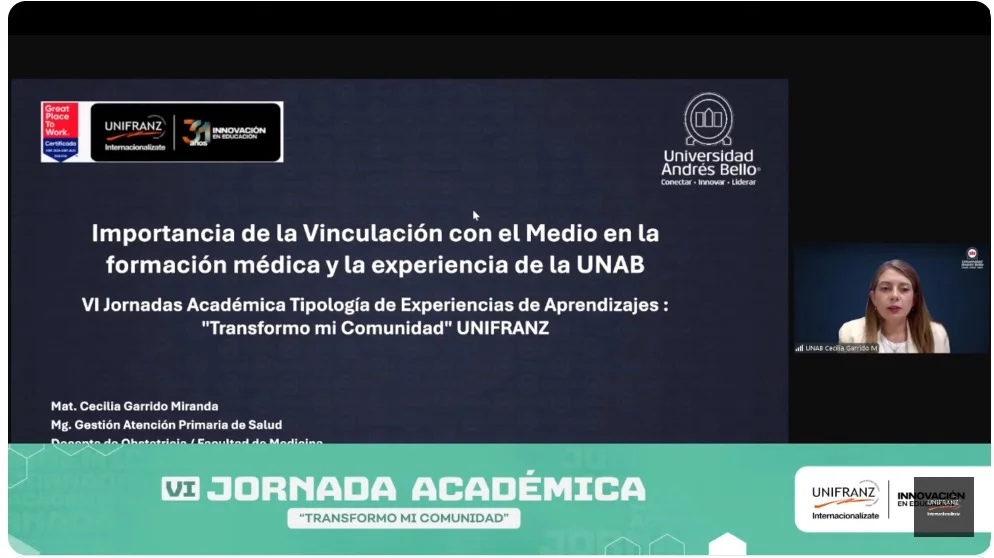 Cecilia Garrido, académica de Obstetricia UNAB, presentó en la Universidad Privada Franz Tamayo los proyectos desarrollados en Chile sobre Salud Comunitaria.