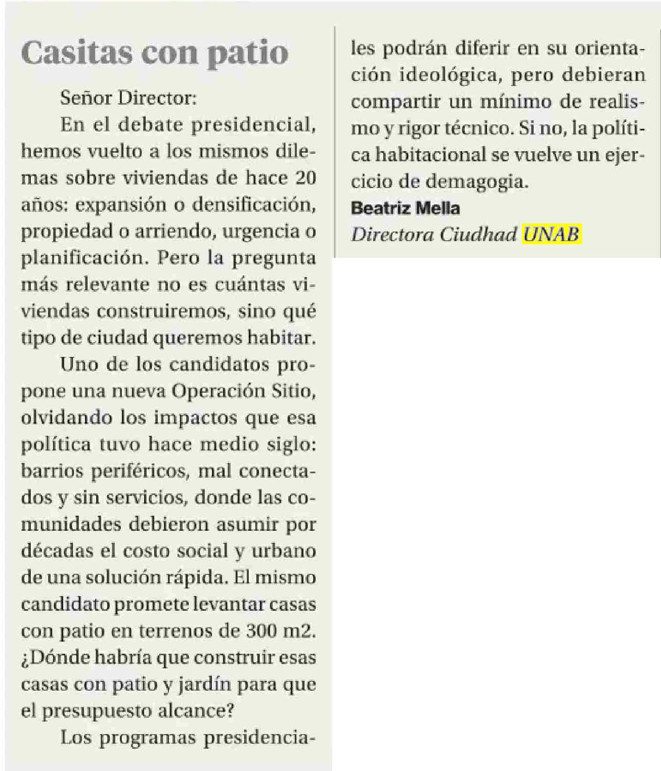 Casitas con patio- Beatriz Mella