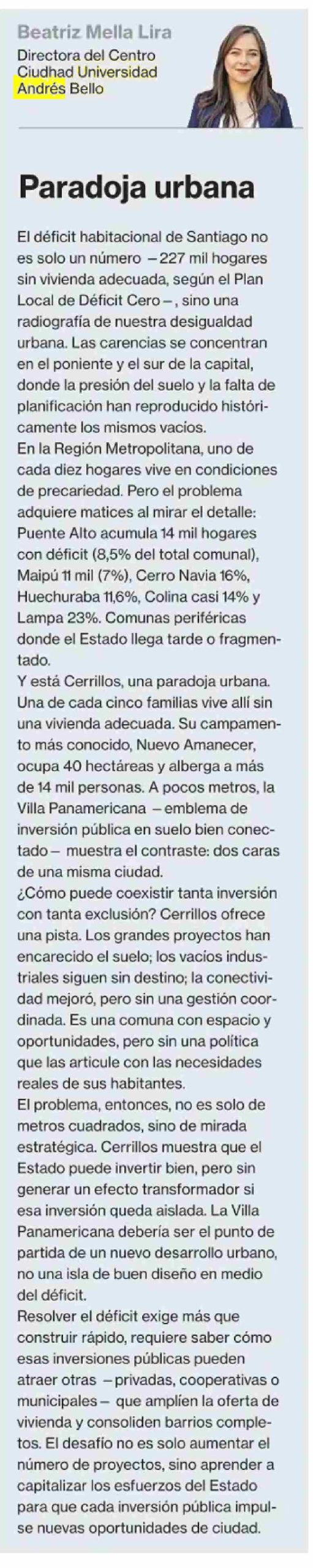 Paradoja urbana- Beatriz Mella