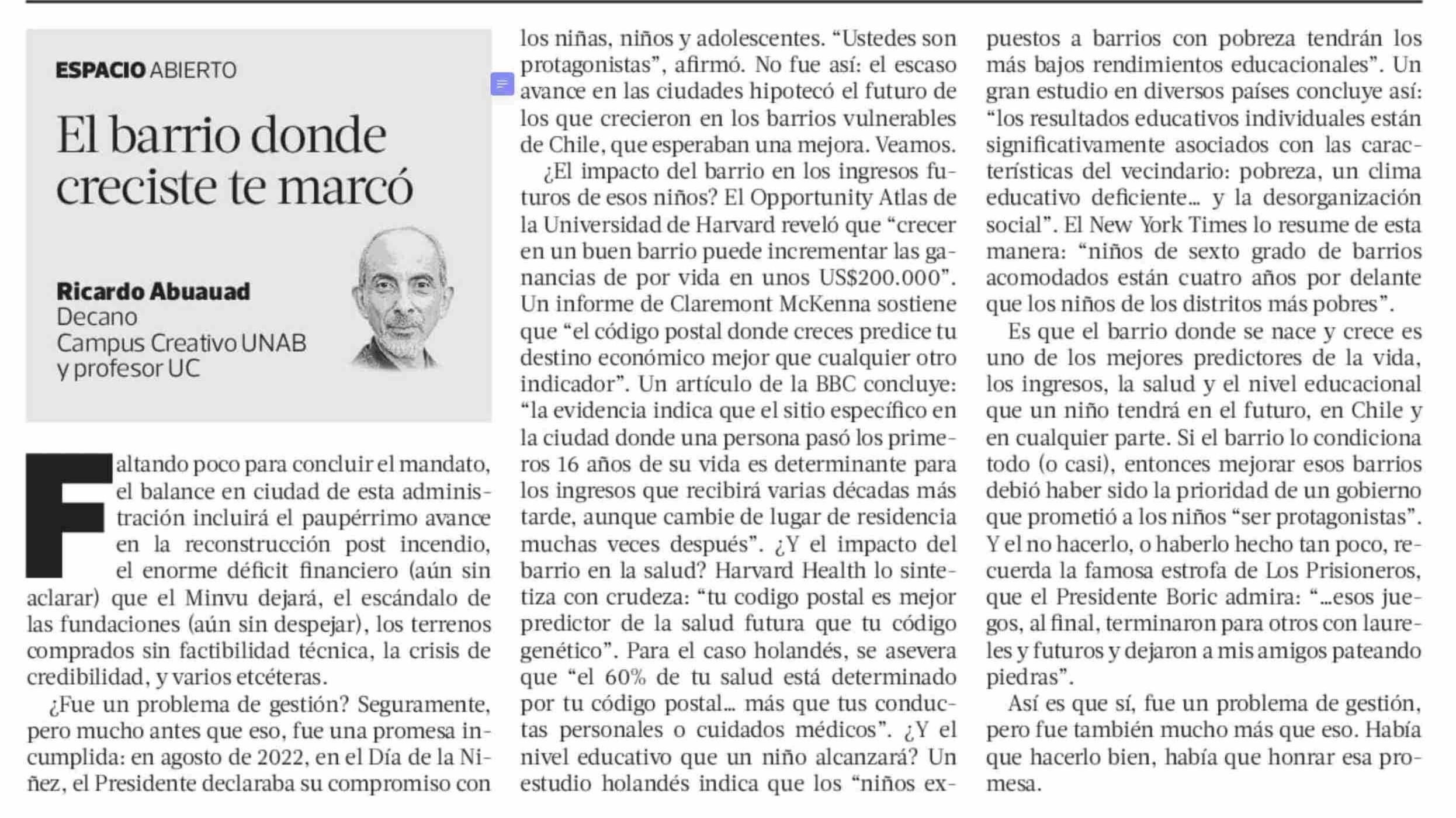 El barrio donde creciste te marcó